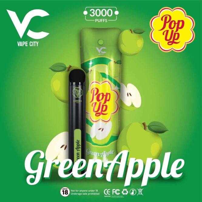 green app Pop up 3000 puffs